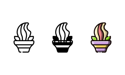 Frozen yogurt icon. With outline, glyph, and filled outline style