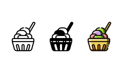 Gelato ice cream icon. With outline, glyph, and filled outline style