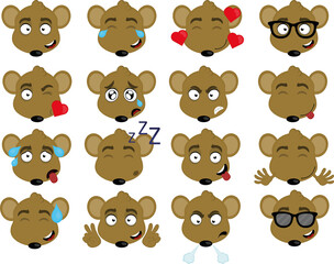 Vector illustration of expressions of a mouse's face cartoon