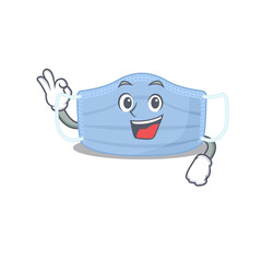 Surgical mask mascot design style showing Okay gesture finger