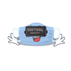 A cartoon image of surgical mask using modern Virtual Reality headset