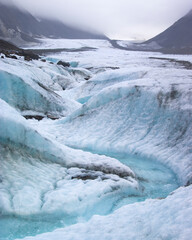 ice cold river on glacier