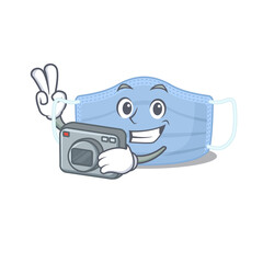 a professional photographer surgical mask cartoon picture working with camera