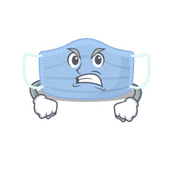 A cartoon picture of surgical mask showing an angry face