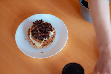 Closeup view of home make hamburger