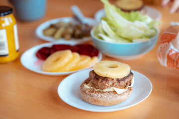 Closeup view of home make hamburger