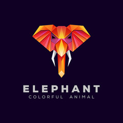Geometric elephant logo illustration vector template
