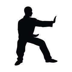 Tai Chi Chuan man silhouette vector