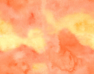 Watercolor abstract seemless pattern in yellow orange and red