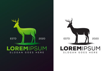 Animal deer logo, adventure hunting deer, gradient with black logo version