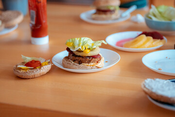 Closeup view of home make hamburger