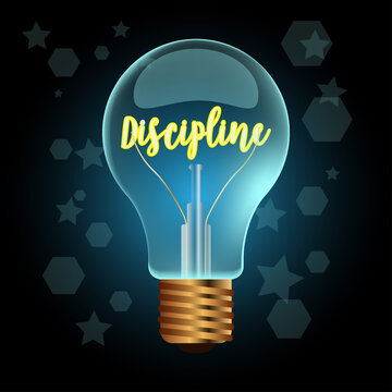DISCIPLINE word business in light bulb, creative business concept, vector illustration