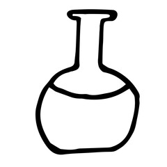 hand-drawn doodle medical glass flask