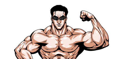 水泳 スイミング オリンピック スポーツ 日本代表 劇画 漫画 筋肉 ボディビル マッチョ ポーズ Athlete Wall Mural Athle 雅也 板垣 水泳 スイミング オリンピック スポーツ 日本代表 劇画 漫画 筋肉 ボディビル マッチョ ポーズ Athlete Wall Mural Athle 雅也 板垣