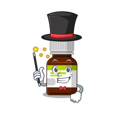 A gorgeous smart Magician of antibiotic bottle cartoon design style