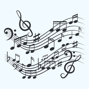 music notes for music background, vector illustration