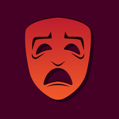 theatrical mask sad expression. vector illustration