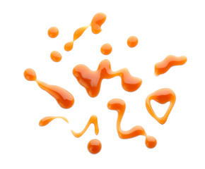 Liquid caramel on white background