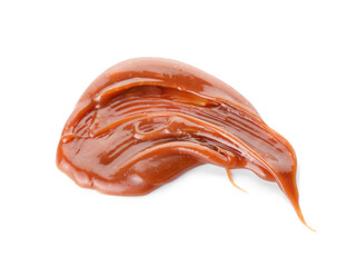 Liquid caramel on white background