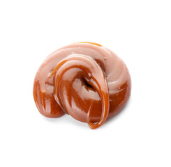 Liquid caramel on white background