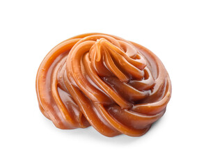 Liquid caramel on white background