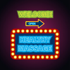 healthy massage in neon sign plank for massage business