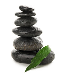 Spa stones on white background