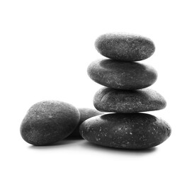 Spa stones on white background