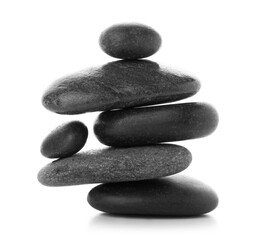 Spa stones on white background