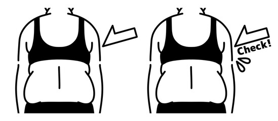 肥満の女性の背中-チェック-黒