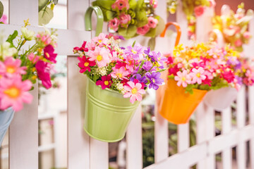 Hanging Flower Pots with fence