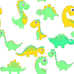 Childish dinosaur seamless pattern for fashion clothes, fabric, t shirts. hand drawn vector - 362108237