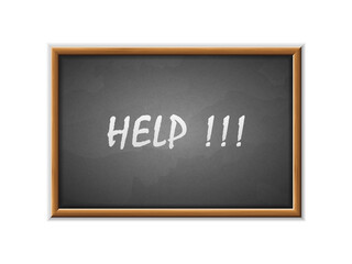 Help written on a blackboard