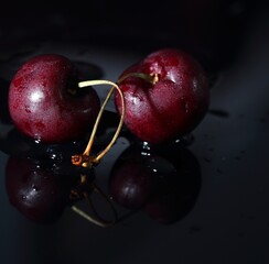 Two cute sweet cherries