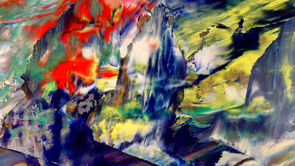 Colorful abstract background wallpaper. Modern motif visual art.  Mixtures of oil paint. Trendy hand painting canvas. Wall decor and Wall art prints Idea.  3D Texture.