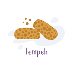 Tempeh probiotic food hand drawn illustration.