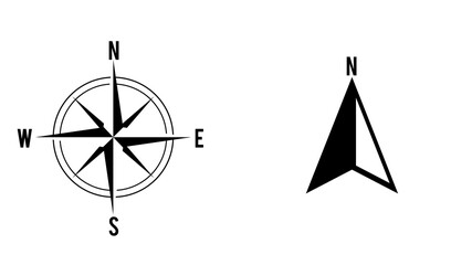 compass rose with North, South, East and West indicated