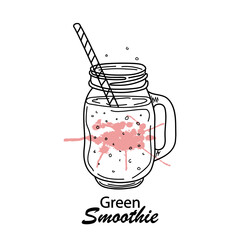 Smoothie or Detox cocktail day poster in doodle style.