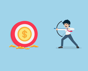 Salary Man Hold the bow and aim the coin at the center of the target