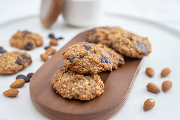 home made healthy Almond chocolate chip vegan cookies