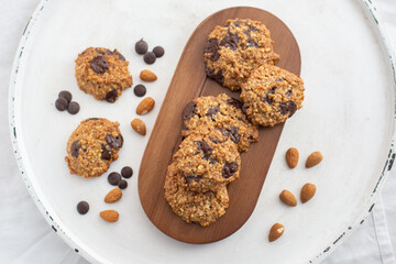 home made healthy Almond chocolate chip vegan cookies