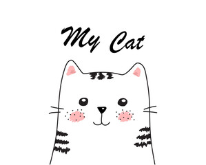 Doodle sketch of a cat. Cartoon vector cat.