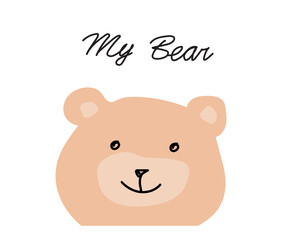 Sweet bear. Beautiful cartoon doodle cute bear in sketch style.