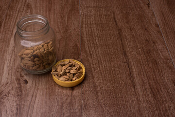 Cardamom herbs,over wooden background