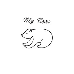 Sweet bear. Beautiful cartoon doodle cute bear in sketch style.