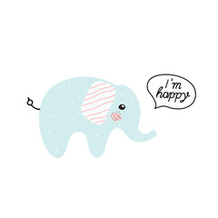 Elephant baby cute print set. Cartoon. Scandinavian style. Doodle.