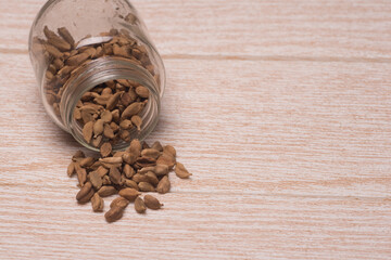 Cardamom herbs,over wooden background