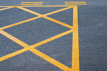No Parking Yellow Cross Zone Sign On The Road