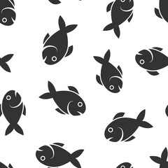 Fish icon in flat style. Seafood vector illustration on white isolated background. Sea animal seamless pattern business concept.