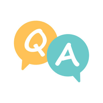 questions and answers icon. Line, glyph and filled outline colorful version, Q and A speech outline and filled vector sign. Symbol, logo illustration